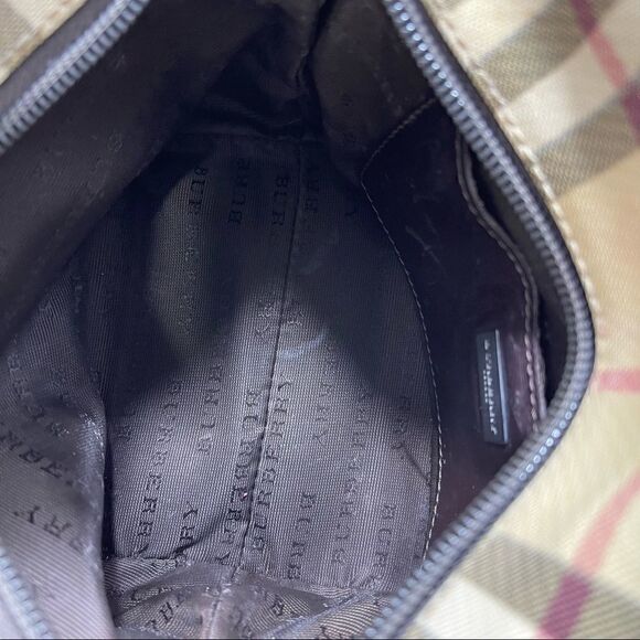 BURBERRY Mini Handbag Coated Canvas Classic Tan Check Leather Handles AUTHENTIC - Picture 11 of 11